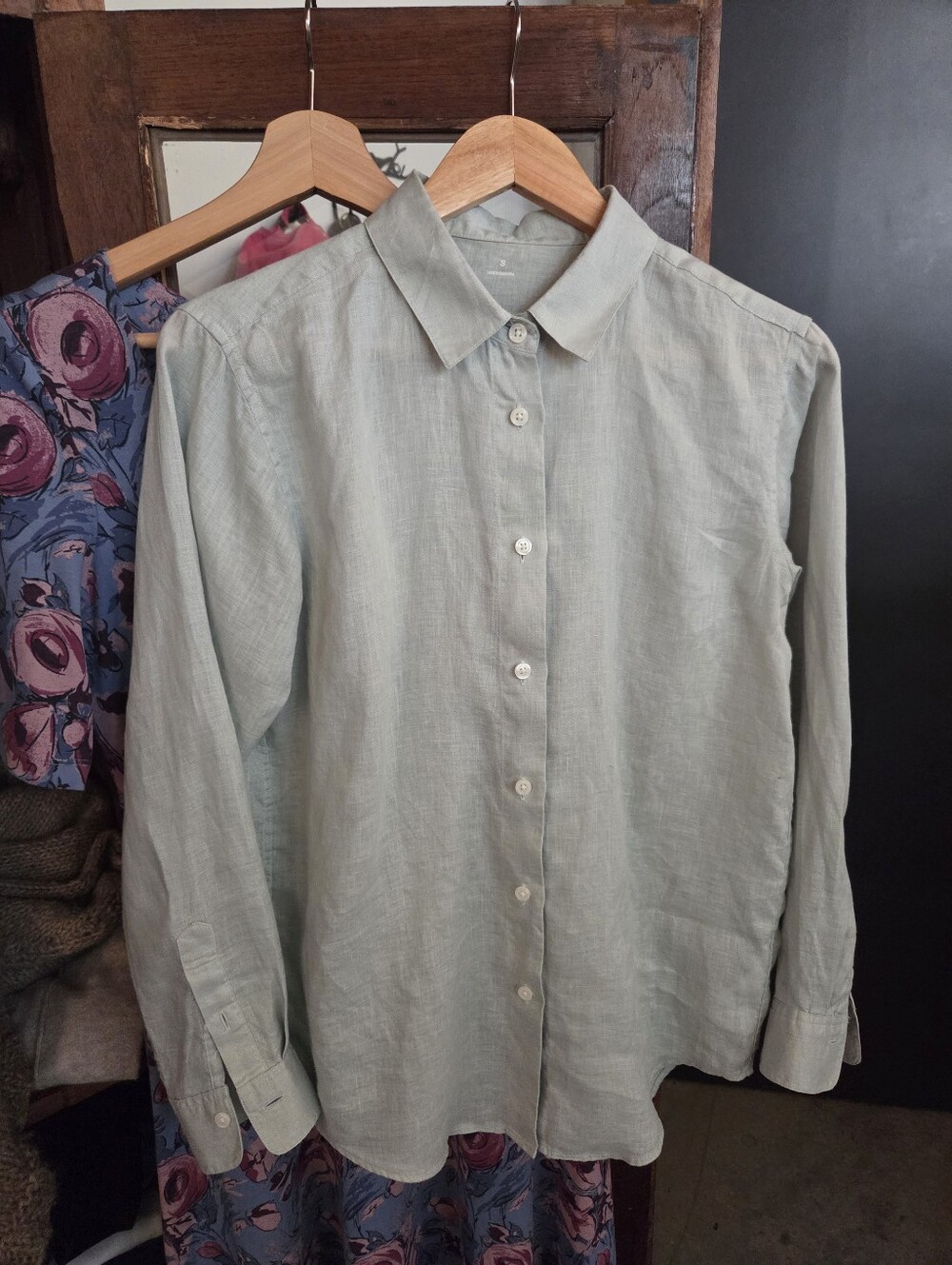 Muji Pale Aqua Linen Shirt